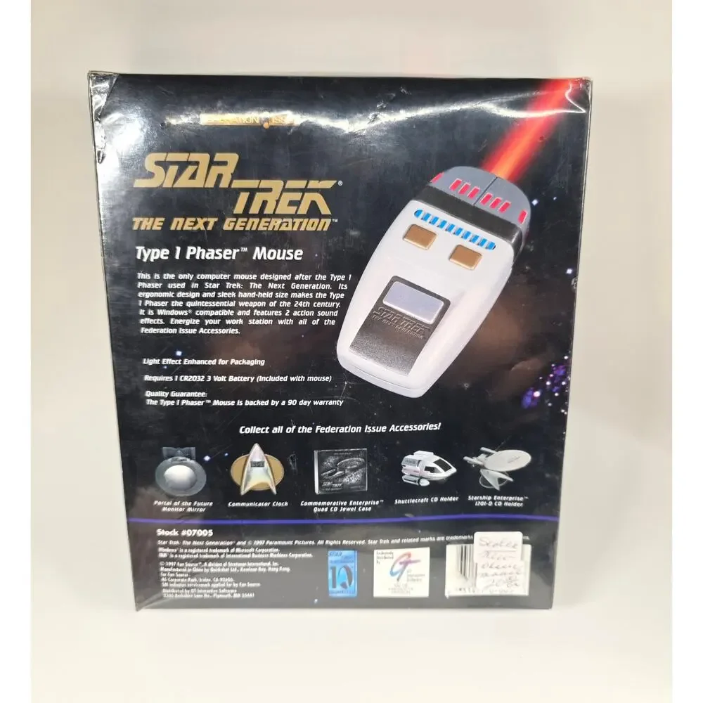 STAR TREK Unisex Type 1 Phaser Mouse TNG Vintage 1997 NIB Windows